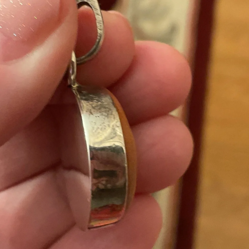 Sterling Silver 925 Gold stone Round Pendant